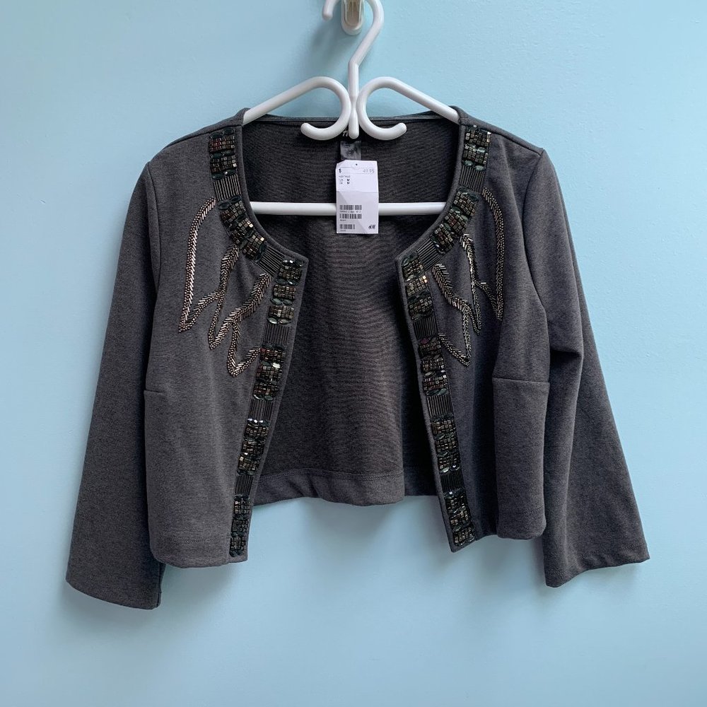 cropped beaded embellished jacket old money minimalist boho jewel